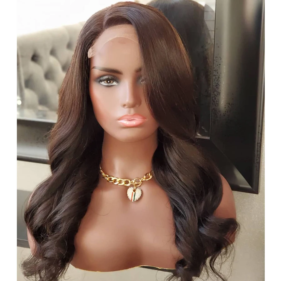 Горький шоколад коричневый волнистые перуанские Remy (Реми) Шелковый топ Full Lace 360