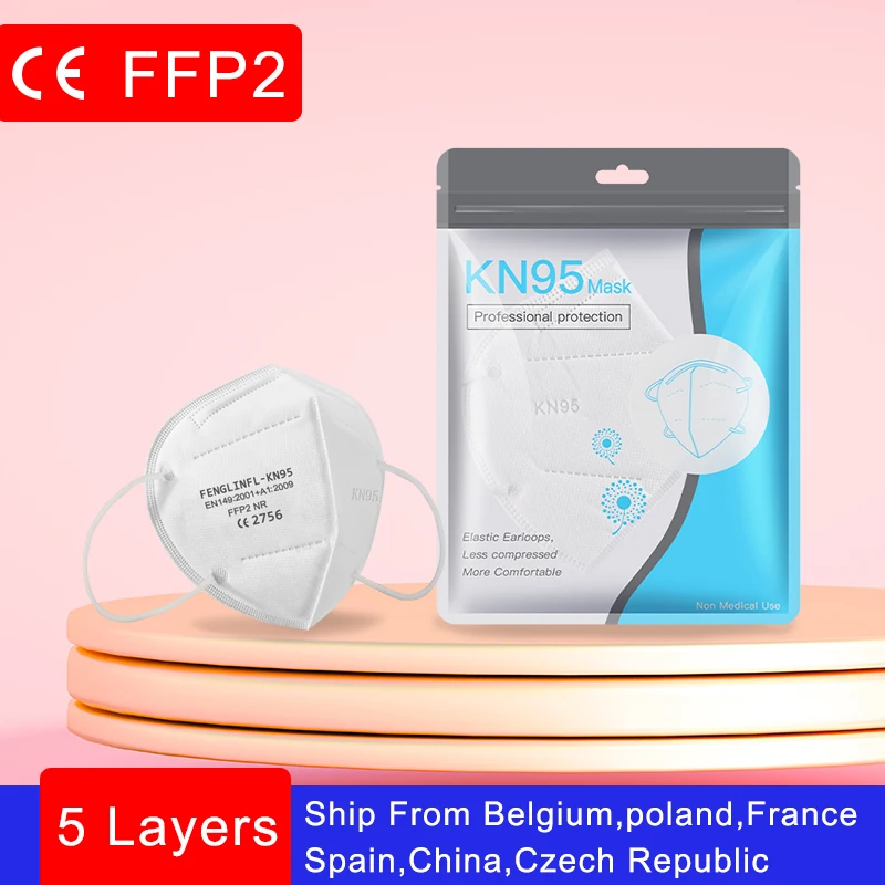 

FFP2 Маска Для Взрослых Черный Kn95 Тканевая маска EN149 Европейский Стандартный маска для лица KN95 фильтр респиратора с 5-Слои защитный PM2.5 маска