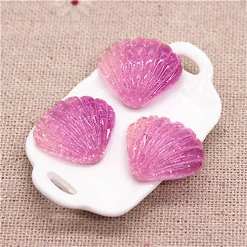 4seashell 20pcs 20 шт новые смолы блеск градиент сердце/звезда/лук/корона/вишня/Seashell Кабошоны украшения Шарм основы для заколок для волос деко - Цвет: 4seashell 20pcs