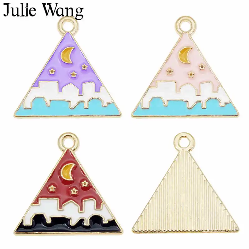 Julie Wang 3 шт. эмаль треугольные подвески сплав деревенский под луной звезда золотой