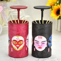 toothpick holder chinese style automatic abs chinese opera face pattern toothpick dispenser for toothpick