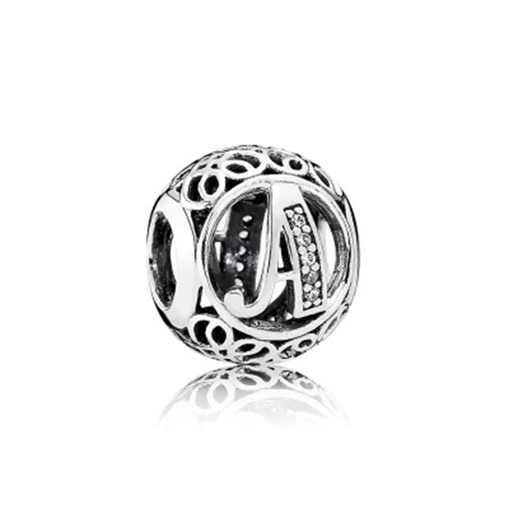 Paylor 1 шт. буквы A-Z серебро Цвет Винтаж прозрачными камнями циркония бусы с