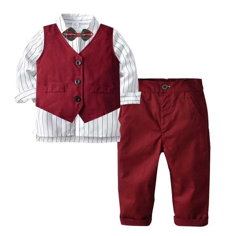 

Детский яркий костюм для мальчиков на свадьбу, Костюм Джентльмена, 4 предмета одежды, Осенний Блейзер, хлопковые комплекты для маленьких мал...