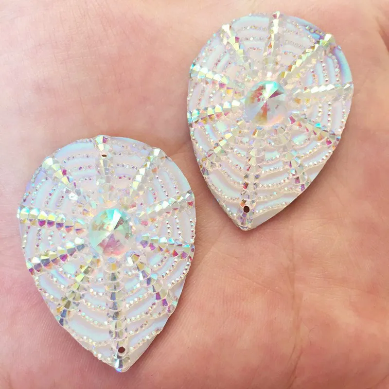 8 шт. Смола 30*40 мм белый цветок с плоской задней поверхностью Стразы Сделай Сам