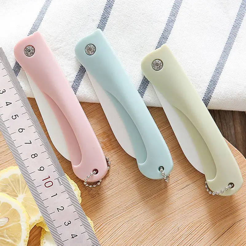 

Princess Pink Super Cute Fold Pocket Fruit Ceramics Knife Kitchen Paring Keychain Girls Birthday Pretty Cool Holiday Gifts