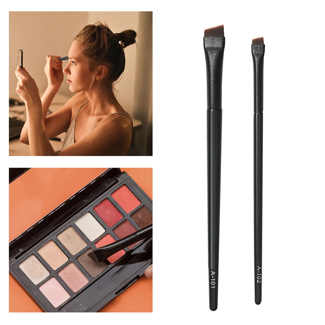 

2pcs Super Thin Eyeliner Brush Eyebrow Brush Professional Angled Makeup Brush Sharp Cosmetic Beauty Eyeliner Brush