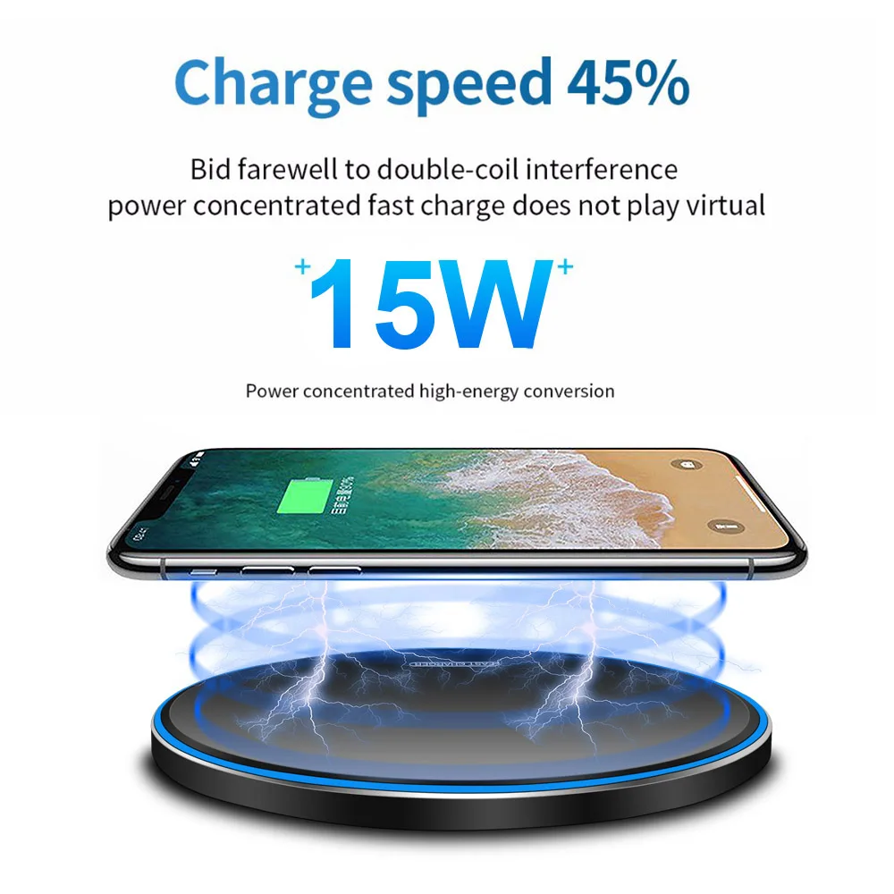fdgao 15w qi wireless charger for iphone 13 12 11 pro xs xr x 8 induction fast charging pad for samsung s21 s20 s10 xiaomi 10 9 free global shipping