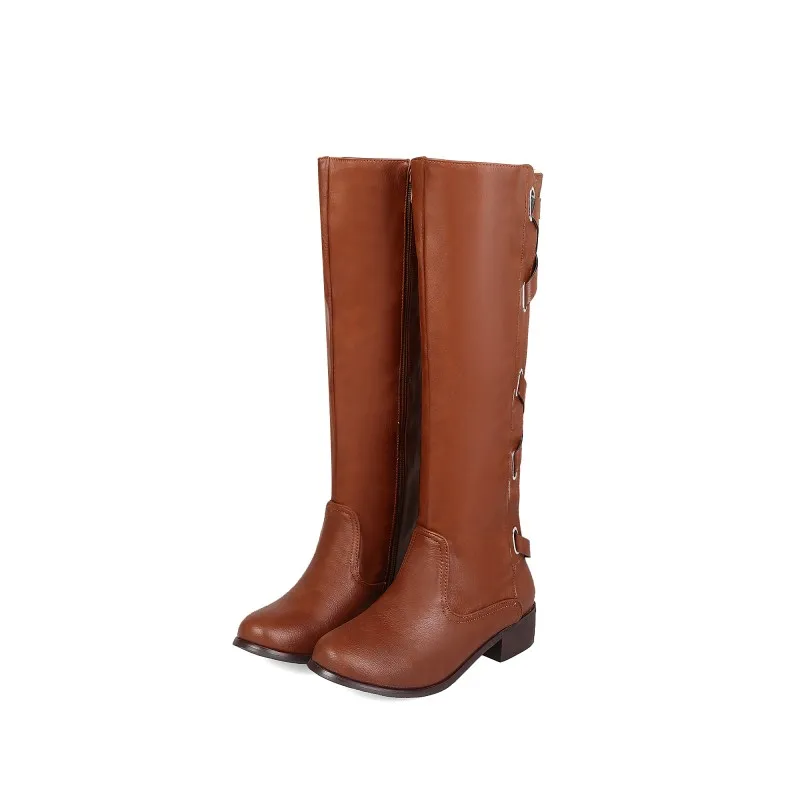 Women Shoes Boots Round Toe Big Size Brown | Обувь