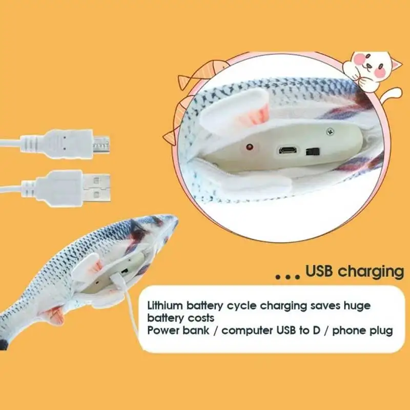 

Electric funny cat simulation fish Interactive toys Fish shaped cat toy Pet plush fish Playing with pet toys