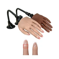 female lifesize silicone practice hand with bracket flexible bendable fake training hand nails art display stand manicure