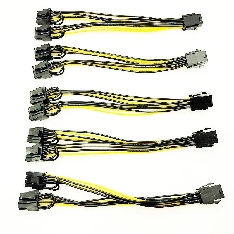 

5PCS PCI-E 6-pin to Dual 6+2-pin (6-pin/8-pin) Power Splitter Cable Graphics Card PCIE PCI Express 6Pin to Dual 8Pin Power Cable
