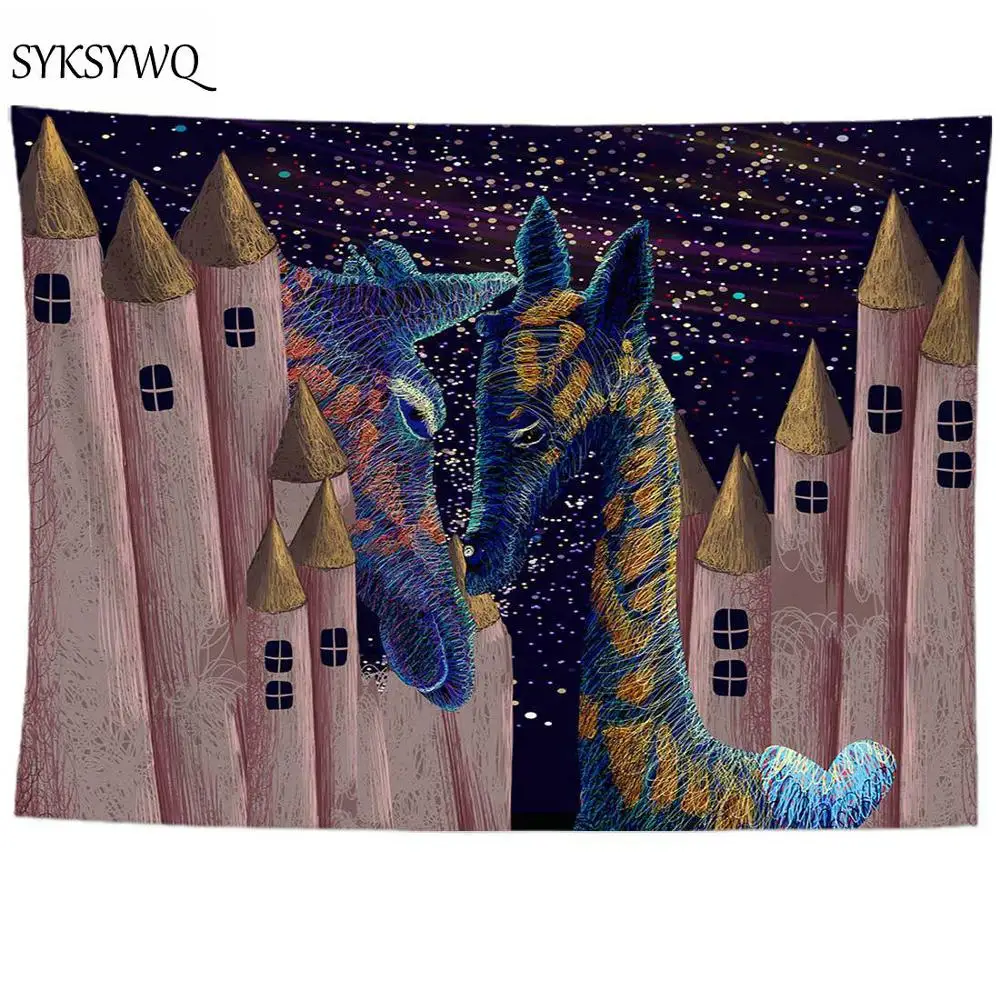 Мультяшный ковер Замок Настенный Ковер огромная лошадка декор для общежития