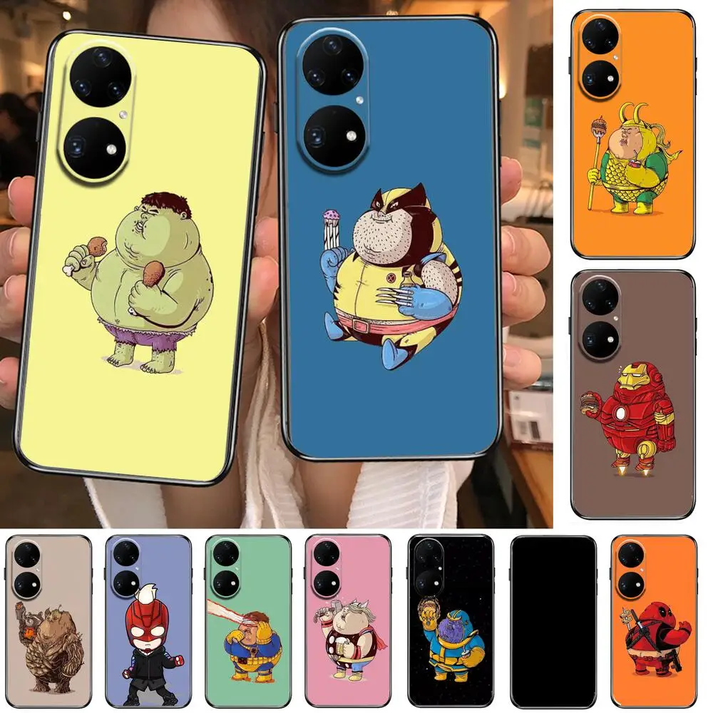 

Marvel cartoon superheroes Phone Case For Huawei p50 P40 p30 P20 10 9 8 Lite E Pro Plus Black Etui Coque Painting Hoesjes comic
