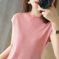 casual shiny women o neck tshirts summer short sleeve fashion bright silk blouse solid color women tops