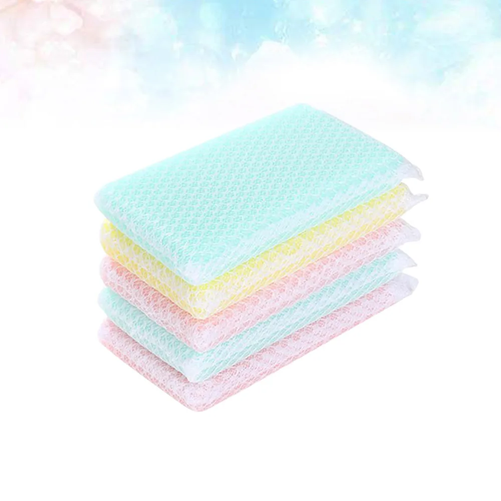 

5pcs Net Cleaning Sponge Simple Practical Kitchen Cleaning Sponge for Dish Cup Bowl (Random Color)