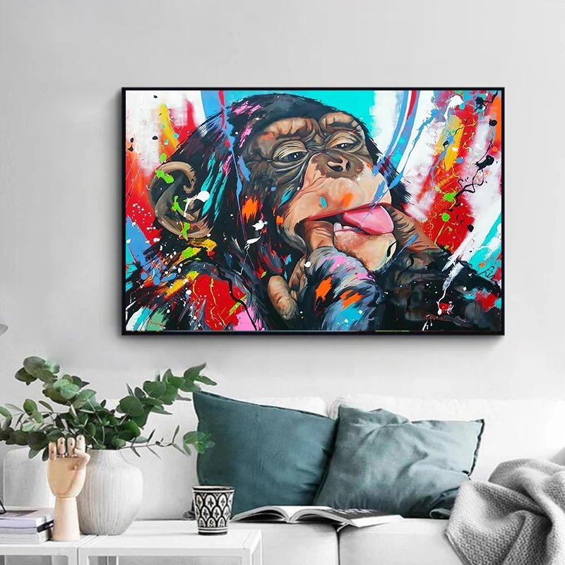 

Abstract Colorful Monkey Animal Canvas Painting Art Posters And Prints Home Decoration Wall Pictures