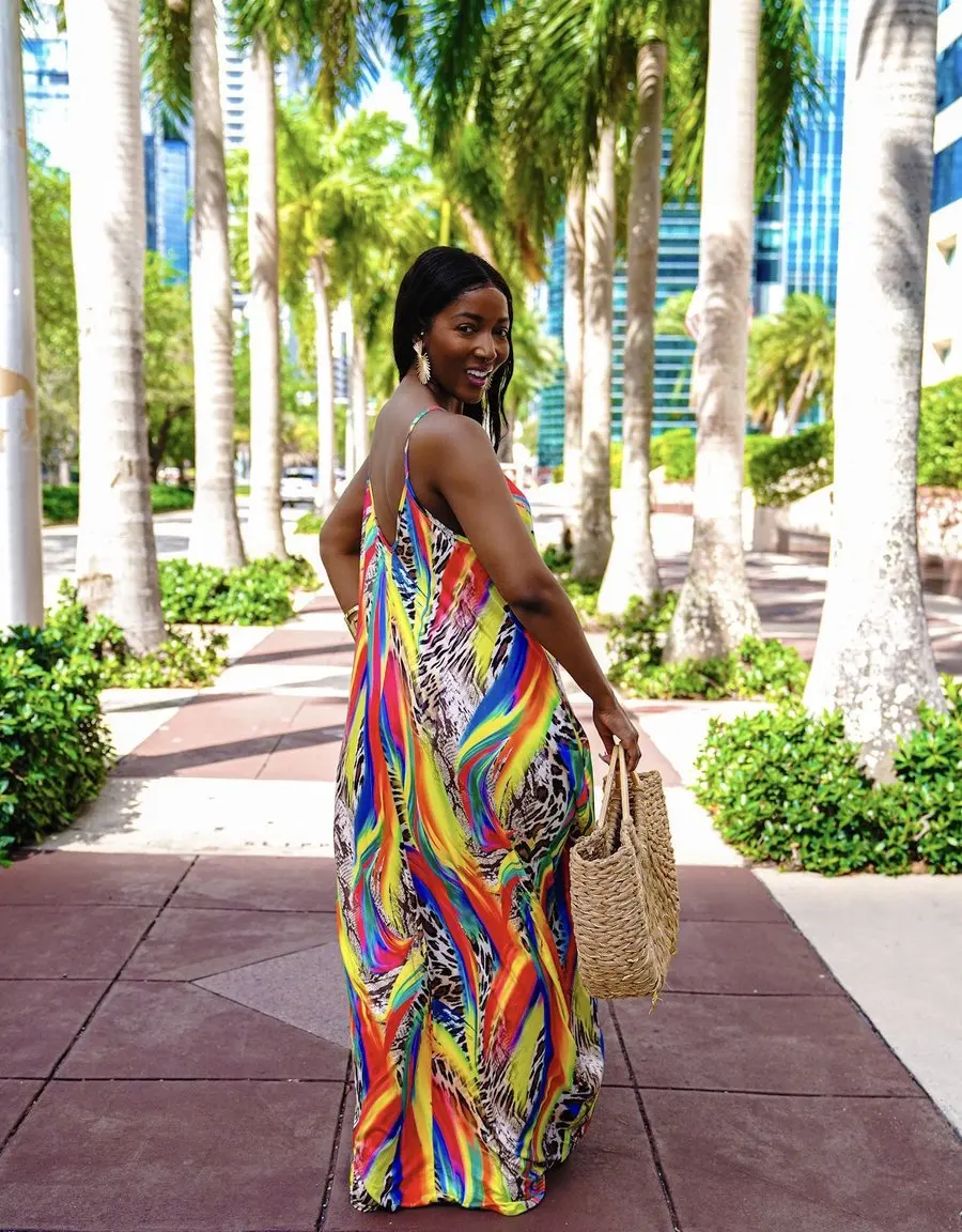 

Women's Summer Casual Fashion Loose Sleeveless V-Neck Dress