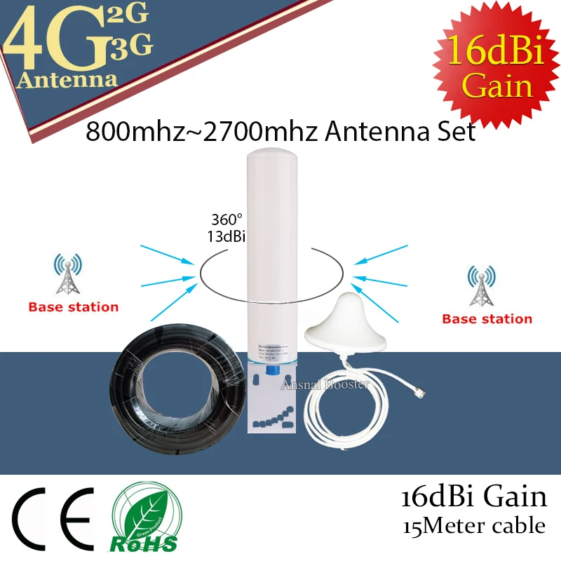 16dBi 2g 3g 4G Антенна 800 2700 МГц антенна всенаправленная потолочная 15 метровый кабель