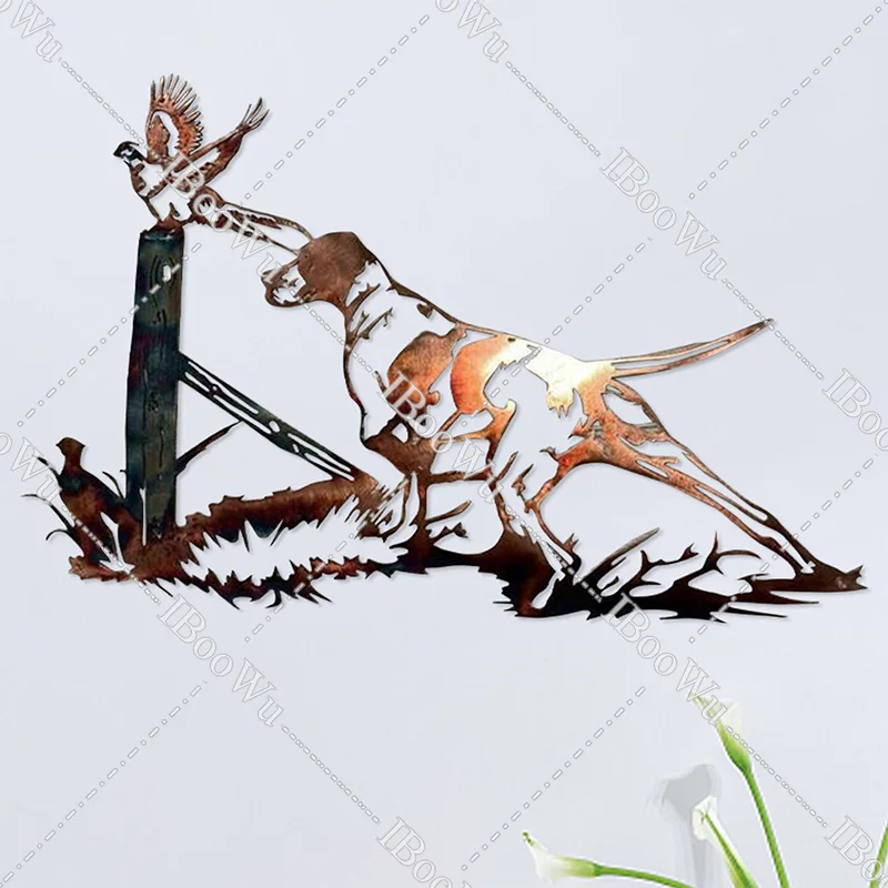 

Metal Ornaments "Dog and Bird"Oil Color Printed Metal Poster High-End Pastoral Style Animals Wall Decoration for Home/Bar/Cafe
