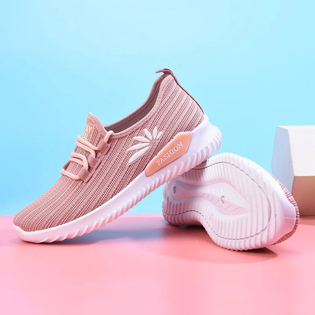 

Shoes Woman Sneakers Solid Flying Woven Air Mesh Flat With Large Size Loose Round Toe Authentic Popular Womens Shoes