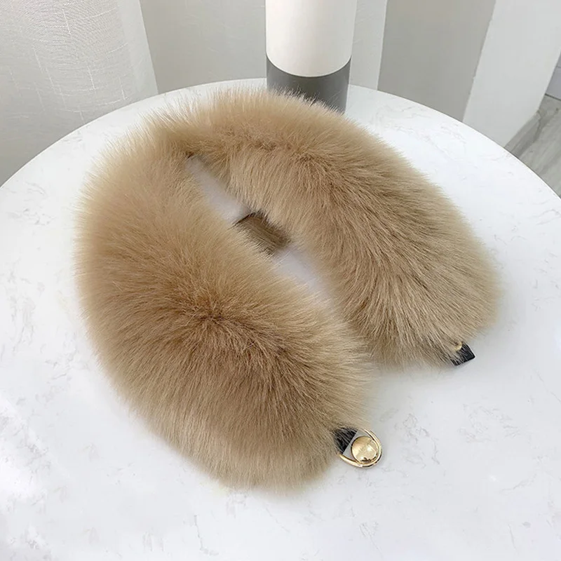 2022 Winter Imitation Fox Fur Collar Women Thick Warm Neck Protection Faux Fur Collar Lady Hair Scarves Fur Scarf Coat Collars