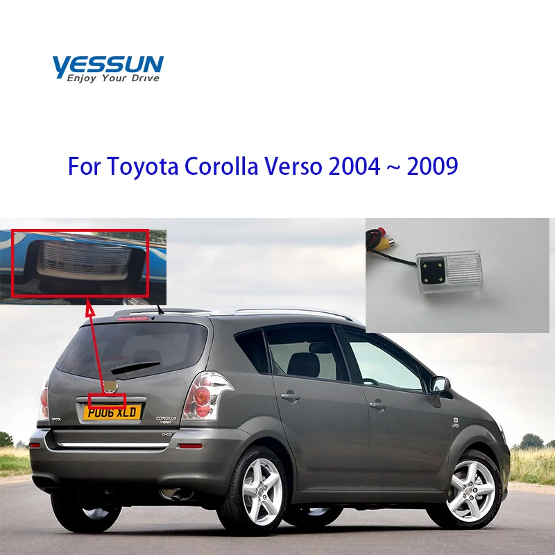 Камера заднего вида с динамическим или фиксированным проводом для Toyota Corolla Verso 2004