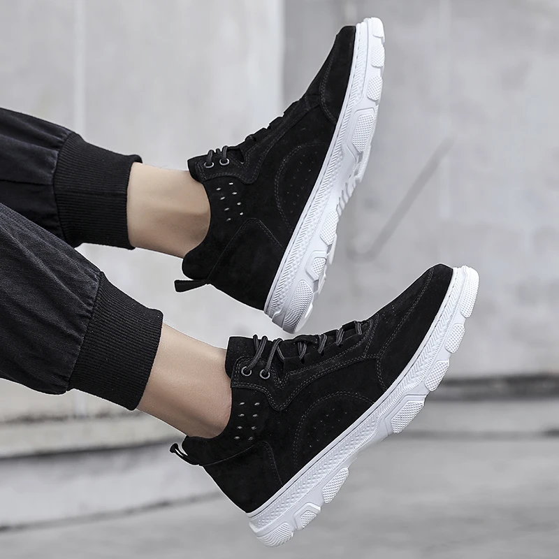 Beli Sepatu Pria Kulit Suede Sepatu Kasual Pria Sepatu Kets Pria Oxford Sepatu Lace-Up Outdoor Ankle Boots Desainer Pria Flat