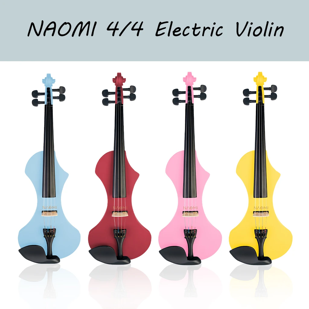 

NAOMI 4/4 Electric Violin Set Fiddle Full Size Electric Silent Violin with Case and Brazilwood Bow Free Rosin Headphone Cable