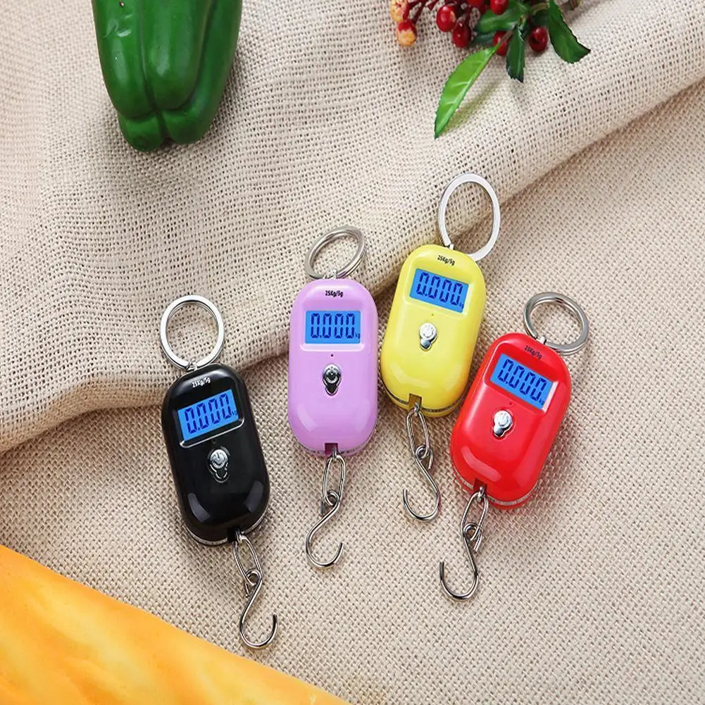 

New 25Kg X 5g Digital Hanging Scale Mini Electronic Kitchen Steelyard Battery With Backlight Scale LCD Luggage Hook L1C6