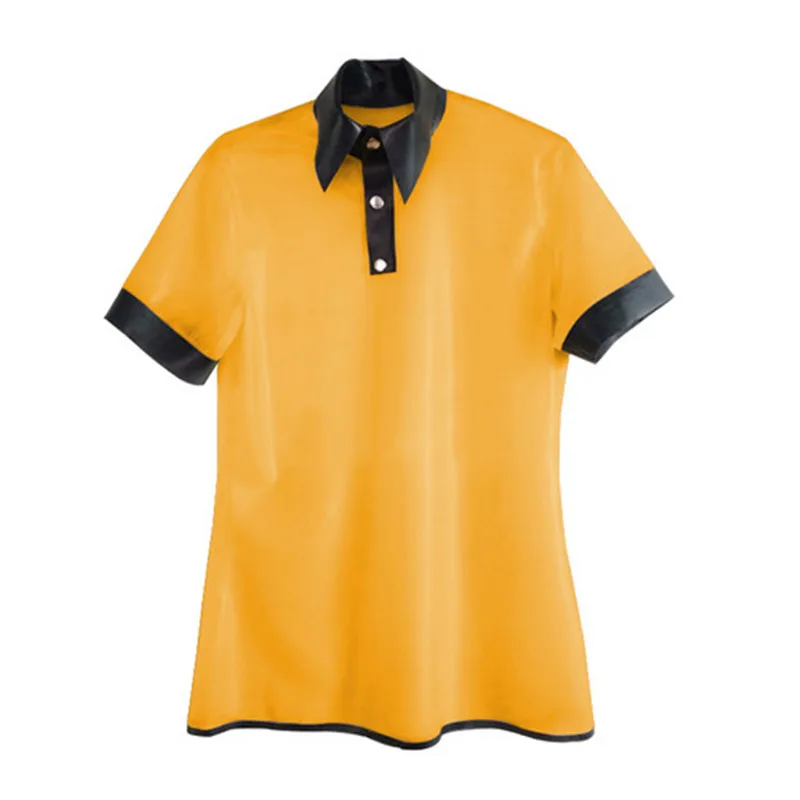 

Latex Top 0.4mm Rubber Sports Yellow and Black Short Sleeve T-Shirt Size XXS-XXL