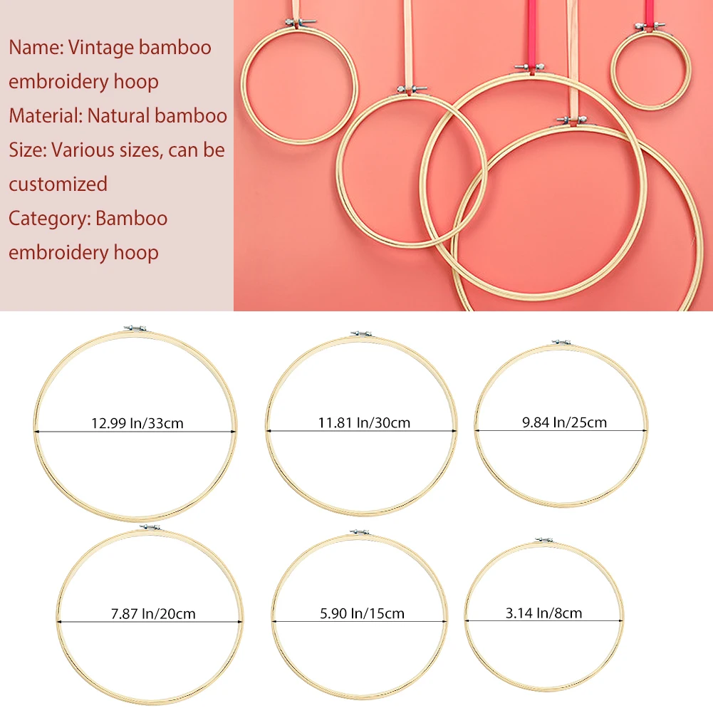 

6PCS Embroidery Set Cross Stitch Wooden Frame Hoop Bamboo Circle Round Rings Bulk Shed DIY Hand Craft Sewing Needlework Tool
