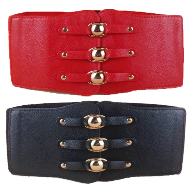 Женский супер широкий эластичный корсет LLBLT0089 металлический пояс с заклепками и