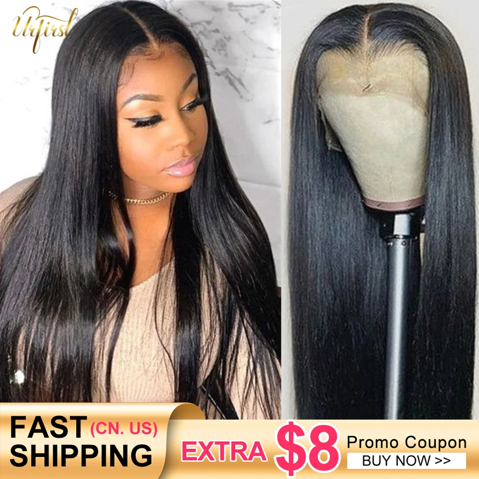 Urfirst Bone Straight Lace Front Wig Brazilian 13x4 Transparent Lace Front Human Hair Wigs Remy 5x5 Lace Closure Wig Pre Plucked