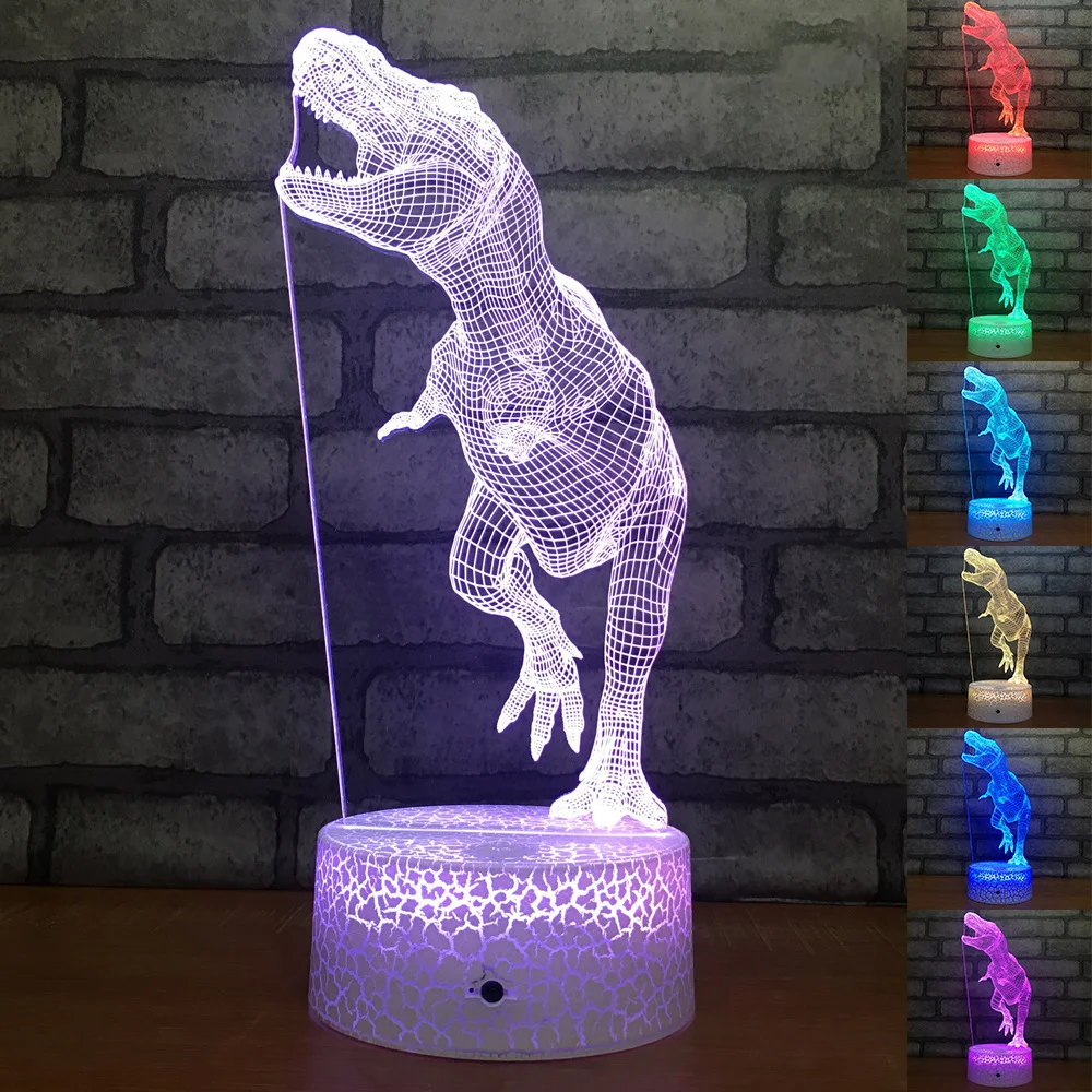 

Dinosaur 3d Lamp Illusion Night Lights Bedroom Decoration Bedside Lights Gift Toys for Kids Birthday Creative Animal Table Lamp