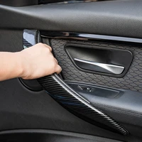 2pcs car carbon fiber pattern interior door handle protective cover trim for bmw 3 series f30 f31 f34 20132018 auto accessories