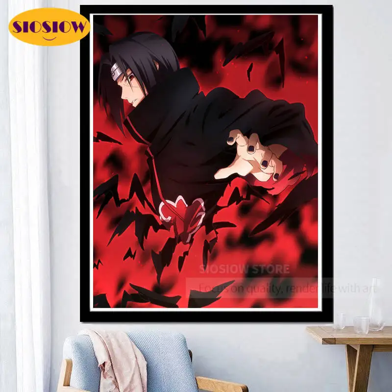 5D DIY Posters Diamond Painting Cartoon Naruto Itachi Figure Full Square Mosaic Embroidery Gifts For Boy Decor Home Room | Дом и сад