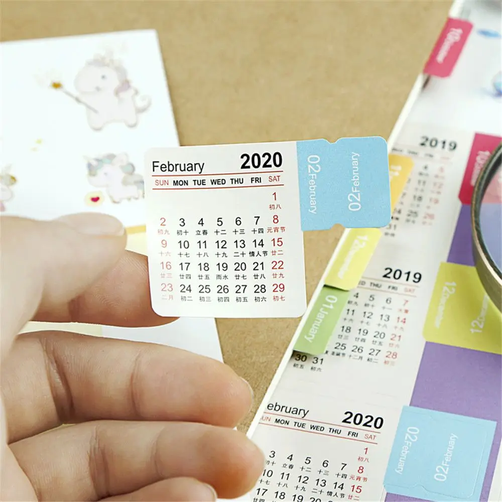 4 листа мультфильм красочные 2020-2021 календарные наклейки самоклеющиеся