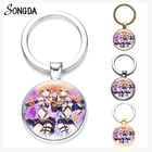 Брелок для ключей с аниме свиданием живым для женщин и мужчин, круглые брелки с подвесками, держатель для ключей Himekawa Yoshino, кольца для ключей со стеклянным куполом, унисекс, ювелирные изделия в подарок