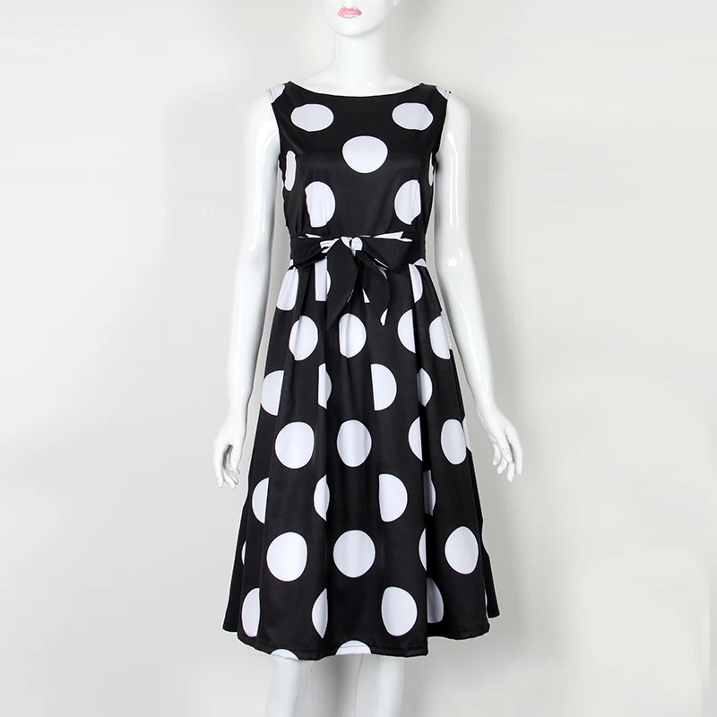 Милое летнее мини платье в горошек для девочек Femme Винтажные платья без рукавов с