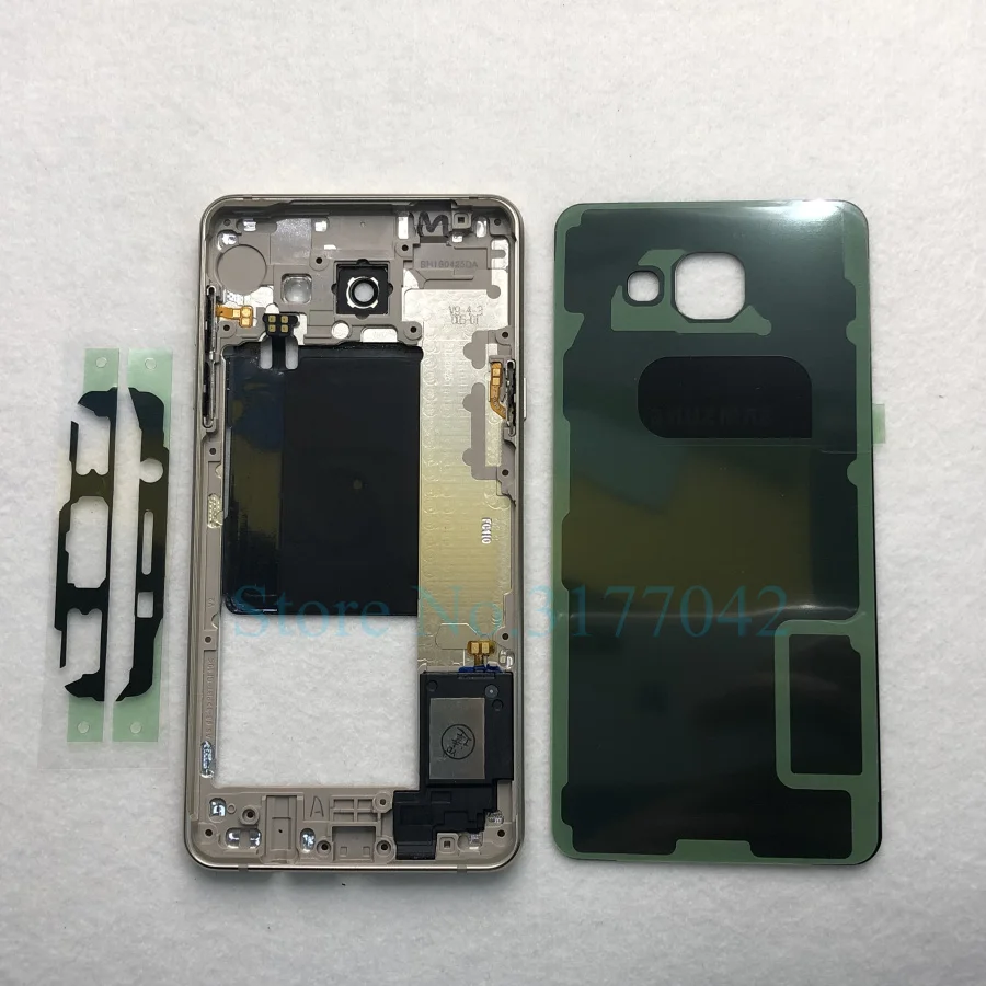 Для samsung Galaxy A5 A3 A7 A510F A310F A710F полный промежуточный Корпус задняя крышка батареи чехол с боковыми клавишами+ наклейка