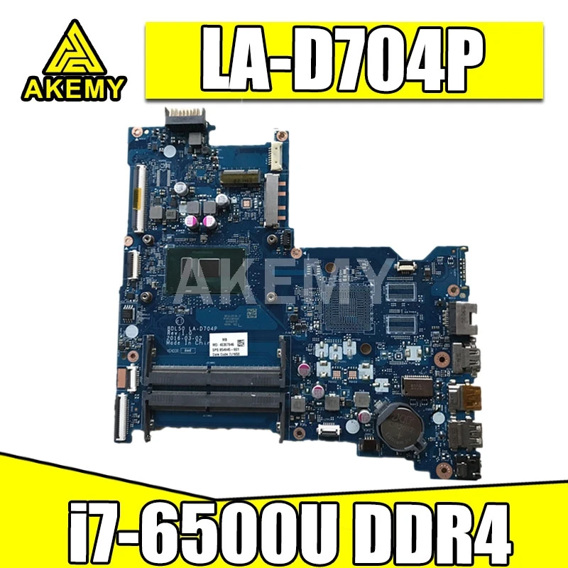 

AKemy материнская плата для ноутбука HP TPN-C125 250 G5 15-AC 15-AY BDL50 LA-D704P, с i7-6500U DDR4 материнская плата 854934-601 858868-601