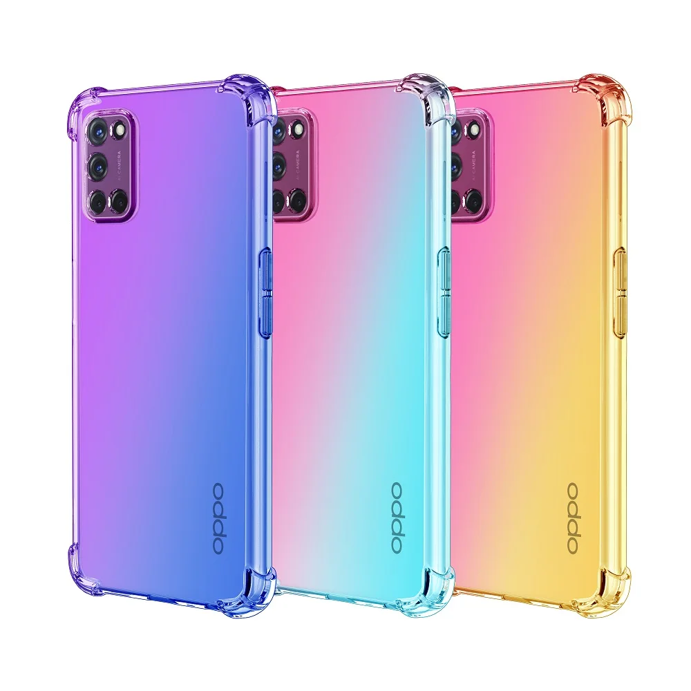 Противоударный чехол для OPPO Find X2 Pro Lite A72 A52 A12 A92S A31 F15 Цветной силиконовый Reno 3 A5 A9 2020