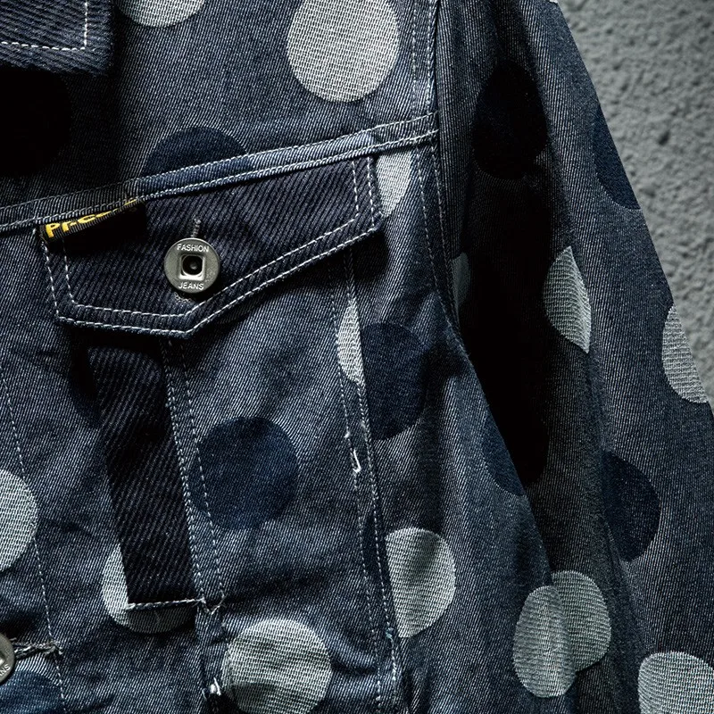 Мужская джинсовая куртка в стиле хип-хоп Харадзюку с длинным рукавом отложным