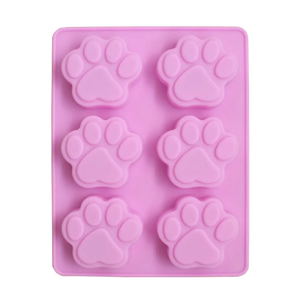 

Six lines of silica gel cake mold for dog footprints 6 pieces of cat PAWS for high temperature resistant cake molddropshipping