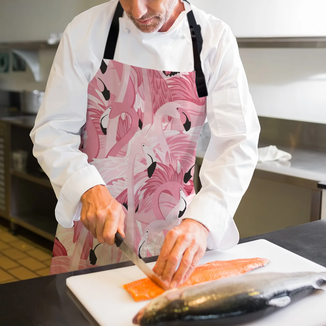 Tophome Кухонный Фартук Розовый фламинго печатных регулируемые без рукавов Фартуки