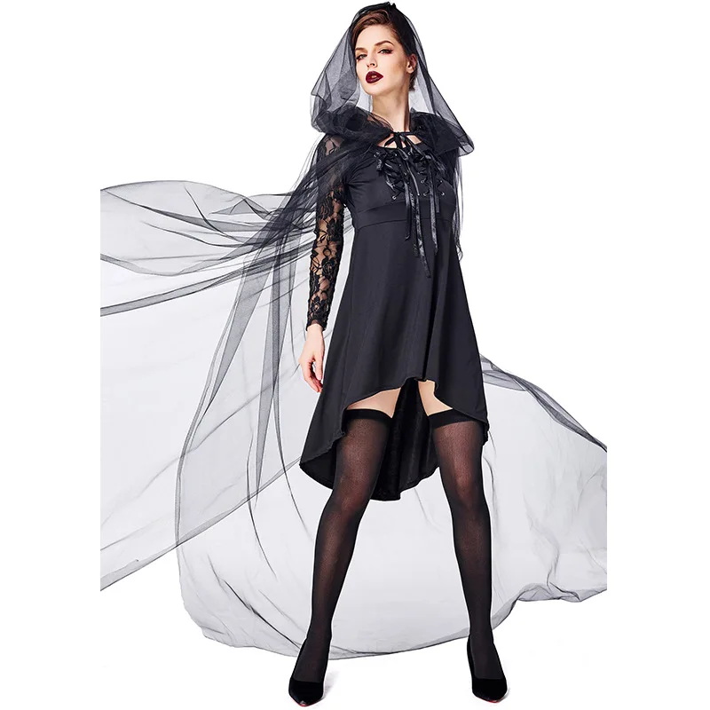 Женский тьма нечестивый страшный ведьмы Тюль маскарадный костюм на Хэллоуин