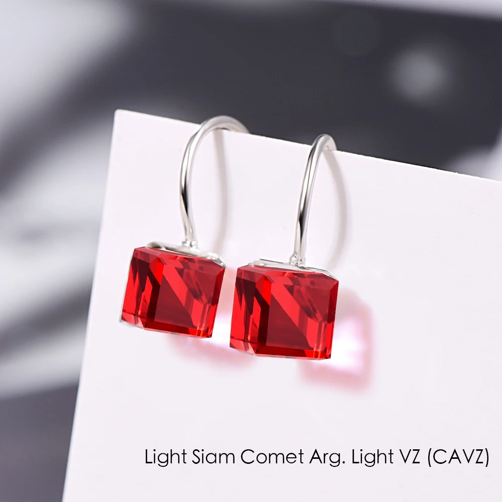 Кристаллы от Сваровски S925 висячие серьги Новая мода куб камень пирсинг Висячие