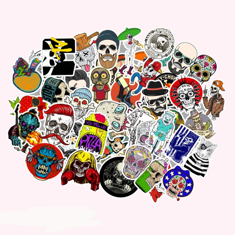 1050100pcs mixed horror series skull zombie anime stickers bike skateboard guitar laptop luggage waterproof joke stickers toy free global shipping
