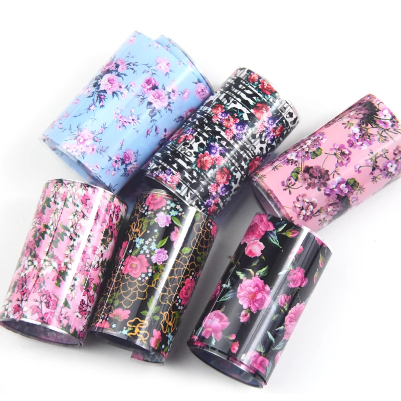 10pcs French Floral Transfer Foils Rose Nail Stickers Mixed Flowers Art Foil Design Summer Full Wraps Decals | Красота и здоровье