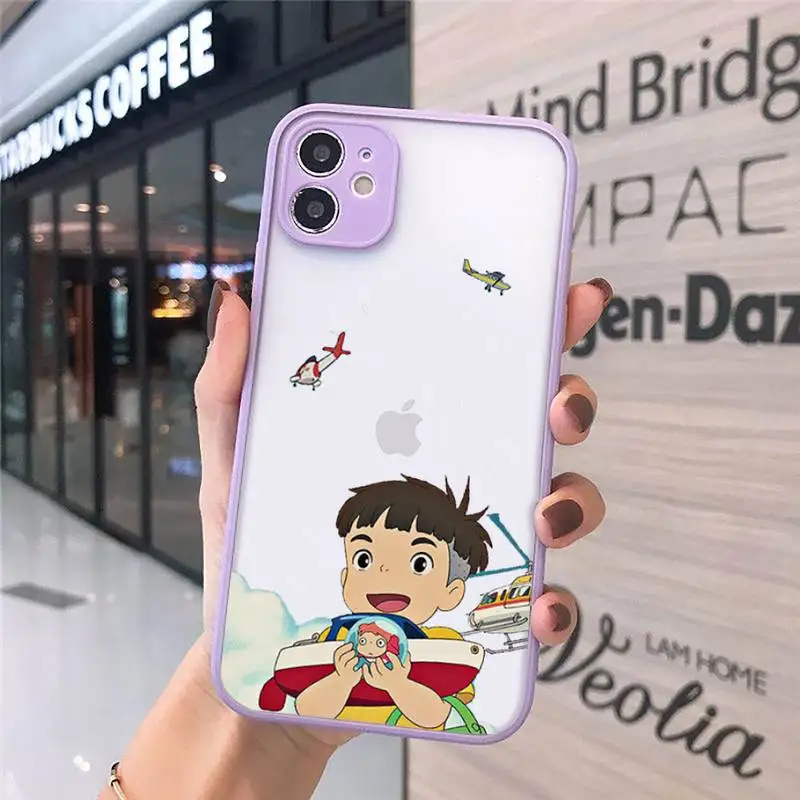 

Ponyo on the Cliff Phone Cases Matte transparent For Purple iPhone 12 Mini 11 Pro XR XS Max 7 8 Plus X Back Cover